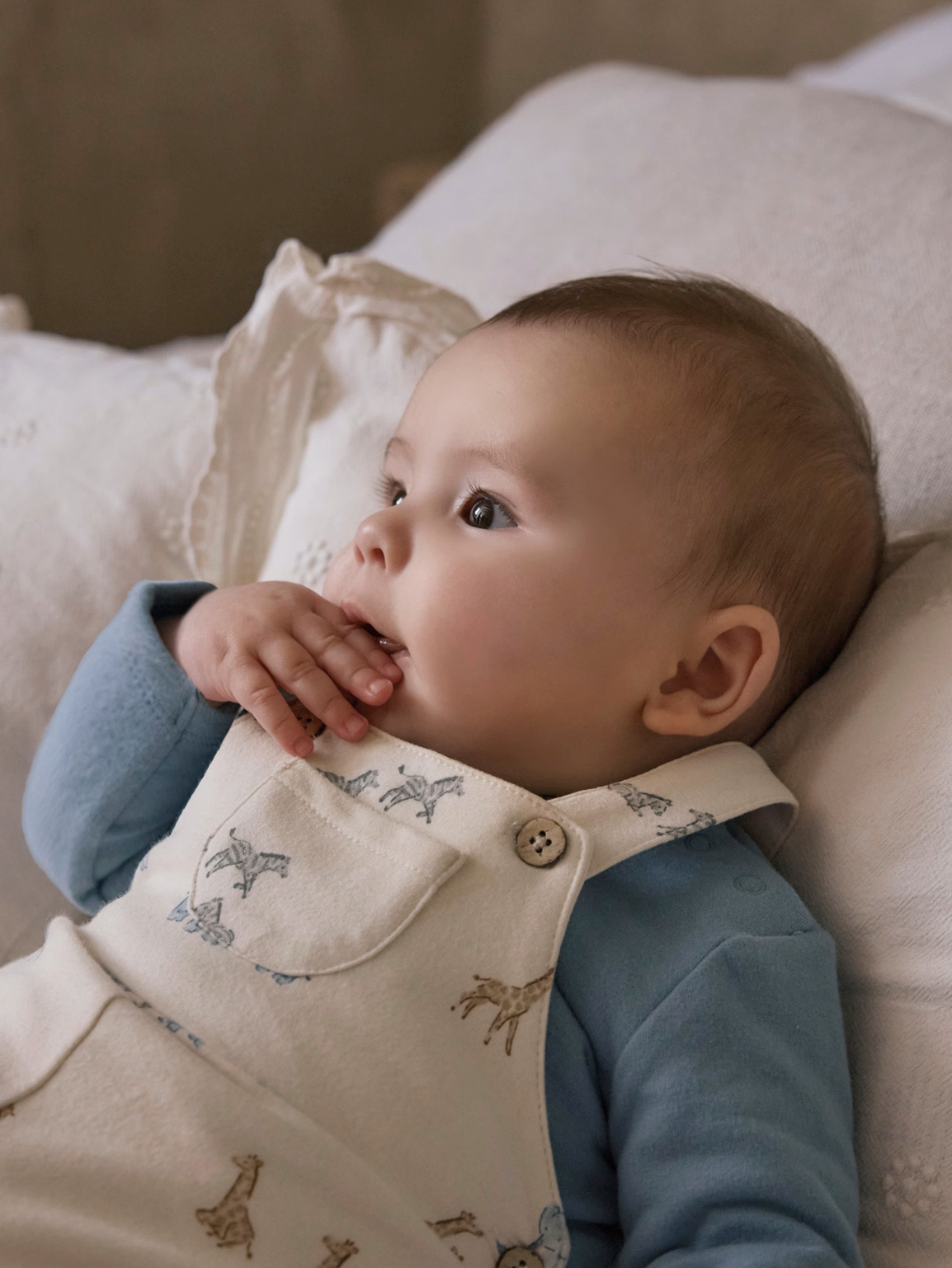 MAYORAL BABY PRINT DUNGAREE SET - BLUE