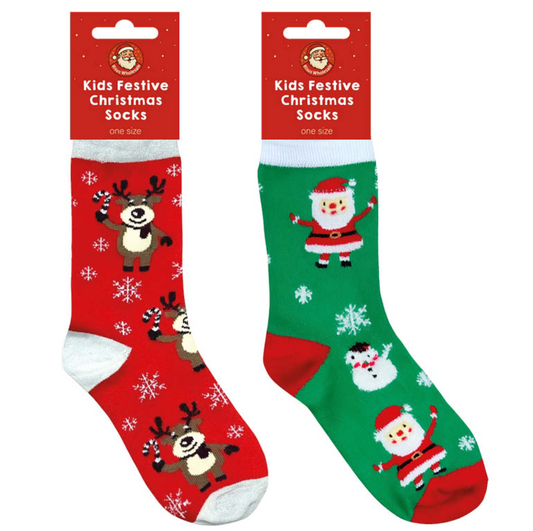 KIDS FESTIVE CHRISTMAS SOCKS - 2 COLOURS
