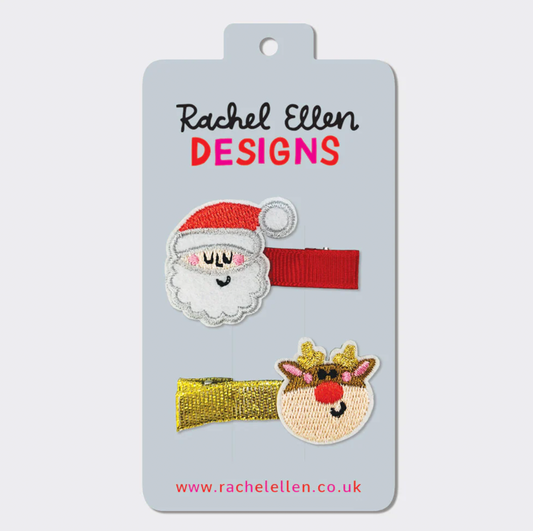RACHEL ELLEN HAIR CLIPS - SANTA/RUDOLPH