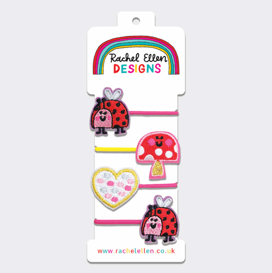 RACHEL ELLEN HAIR ELASTICS - LADYBIRD/TOADSTOOL