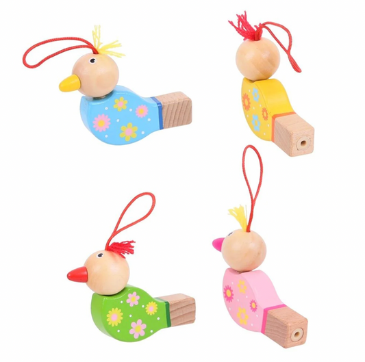 WOODEN BIRD WHISTLE - 4 COLOURS