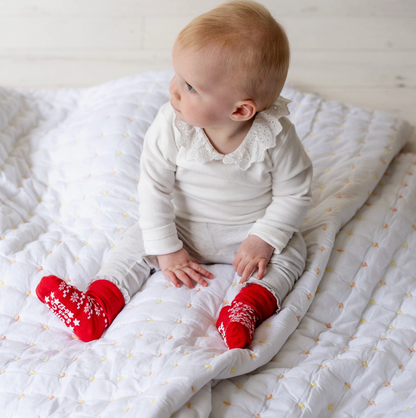 SNOWFLAKE NON-SLIP STAY-ON SOCKS IN A FUN BAG