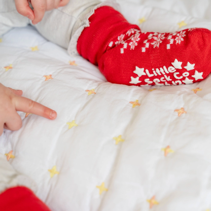 SNOWFLAKE NON-SLIP STAY-ON SOCKS IN A FUN BAG