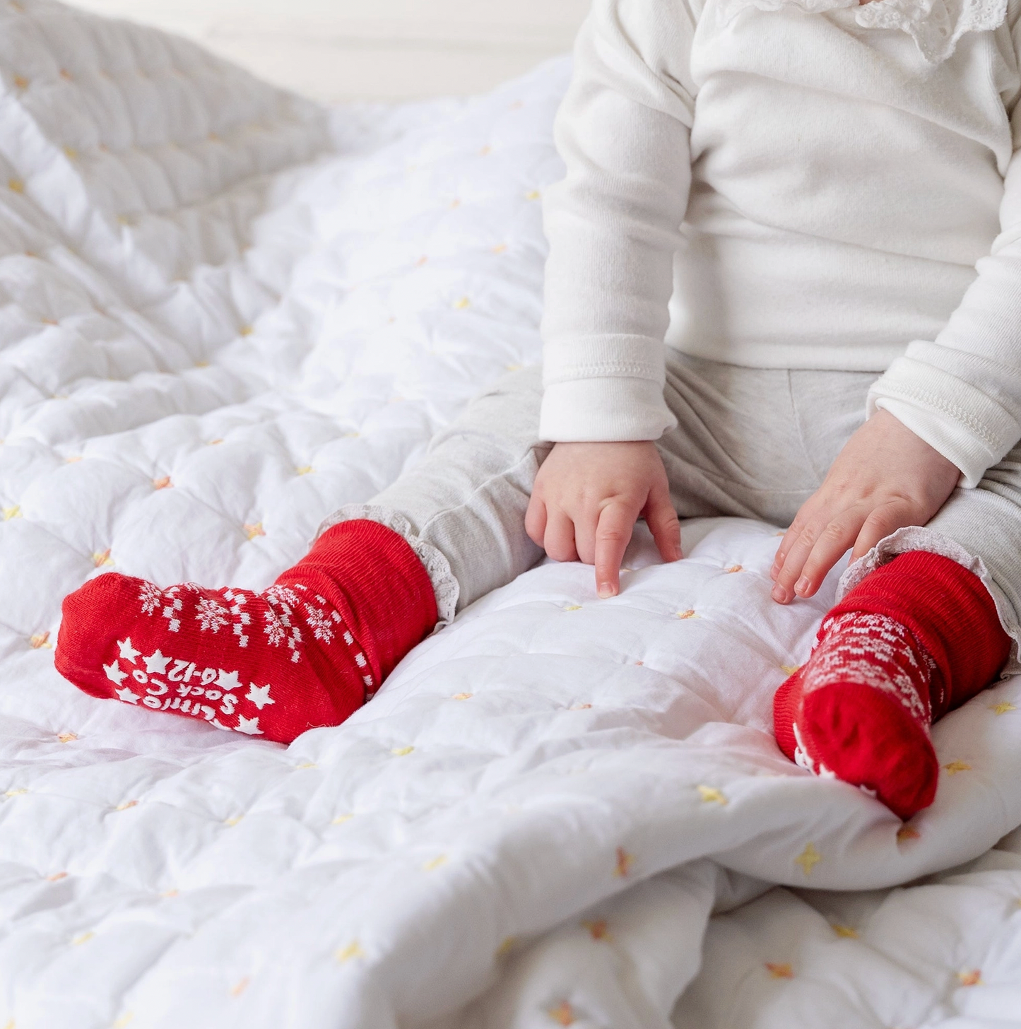 SNOWFLAKE NON-SLIP STAY-ON SOCKS IN A FUN BAG