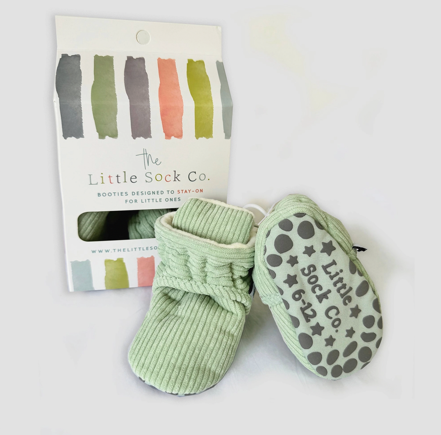 STAY-ON, NON-SLIP BOOTIE - PISTACHIO CORDUROY