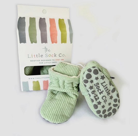 STAY-ON, NON-SLIP BOOTIE - PISTACHIO CORDUROY