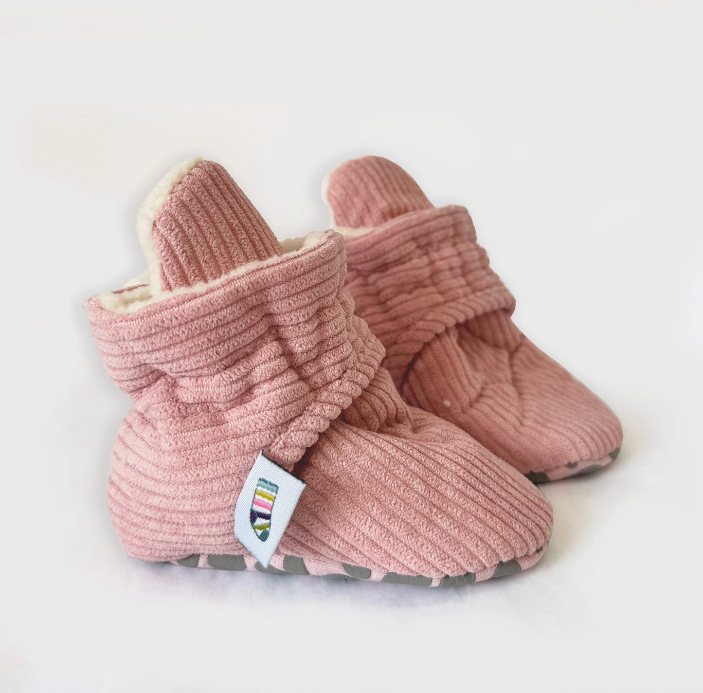 STAY-ON, NON-SLIP BOOTIE - PINK CORDUROY