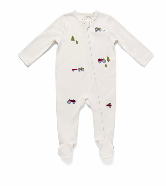 TRACTOR EMBROIDERED SLEEPSUIT