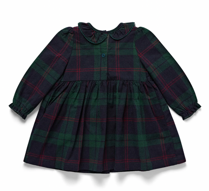 THE NAVY & GREEN TARTAN SMOCKED DRESS