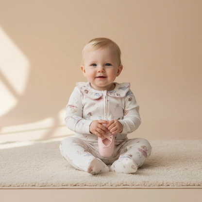 ORGANIC COTTON BABY GIRLS BALLERINA  ZIP-UP SLEEPSUIT | ELEANOR CHARLES