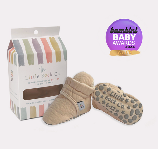 STAY-ON, NON-SLIP BOOTIE - SAND | THE LITTLE SOCK CO.