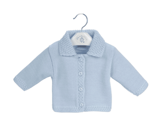 KNITTED BABY CARDIGAN WITH COLLAR - BABY BLUE | DANDELION