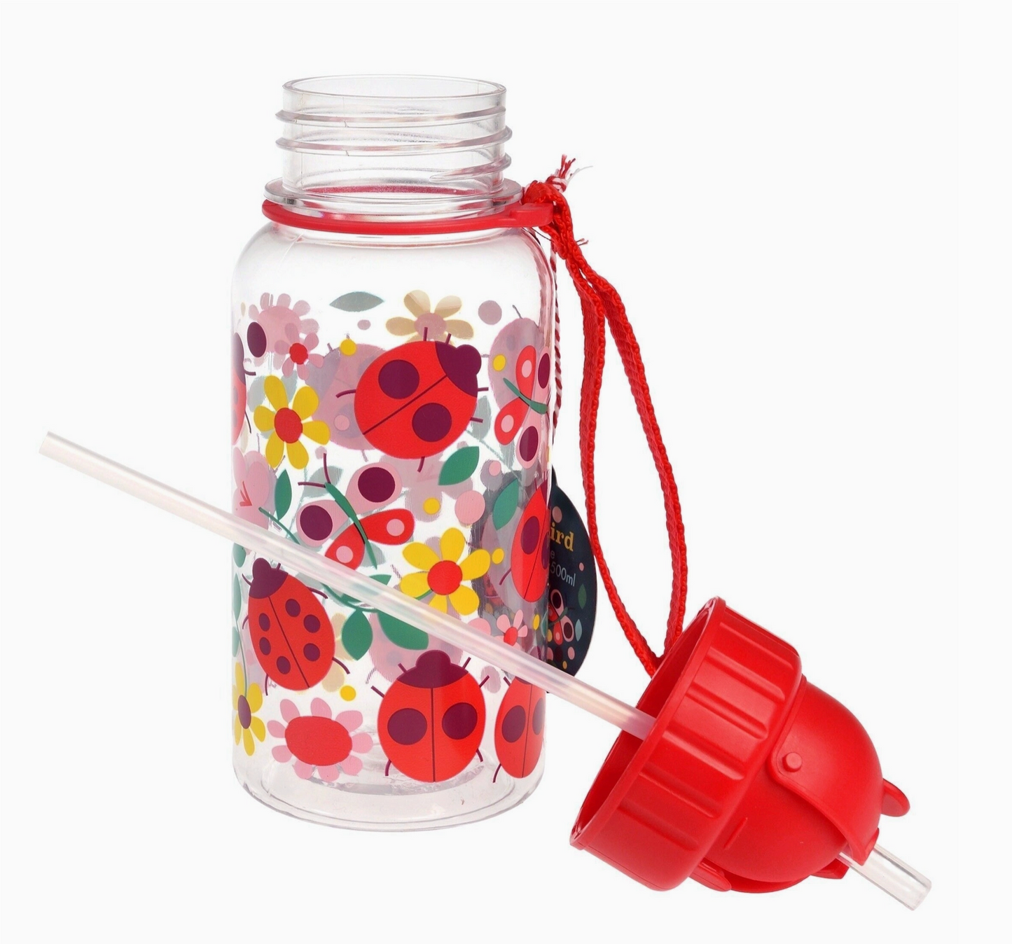 CHILDREN'S WATER BOTTLE WITH STRAW 500ML - LADYBIRD | REX LONDON