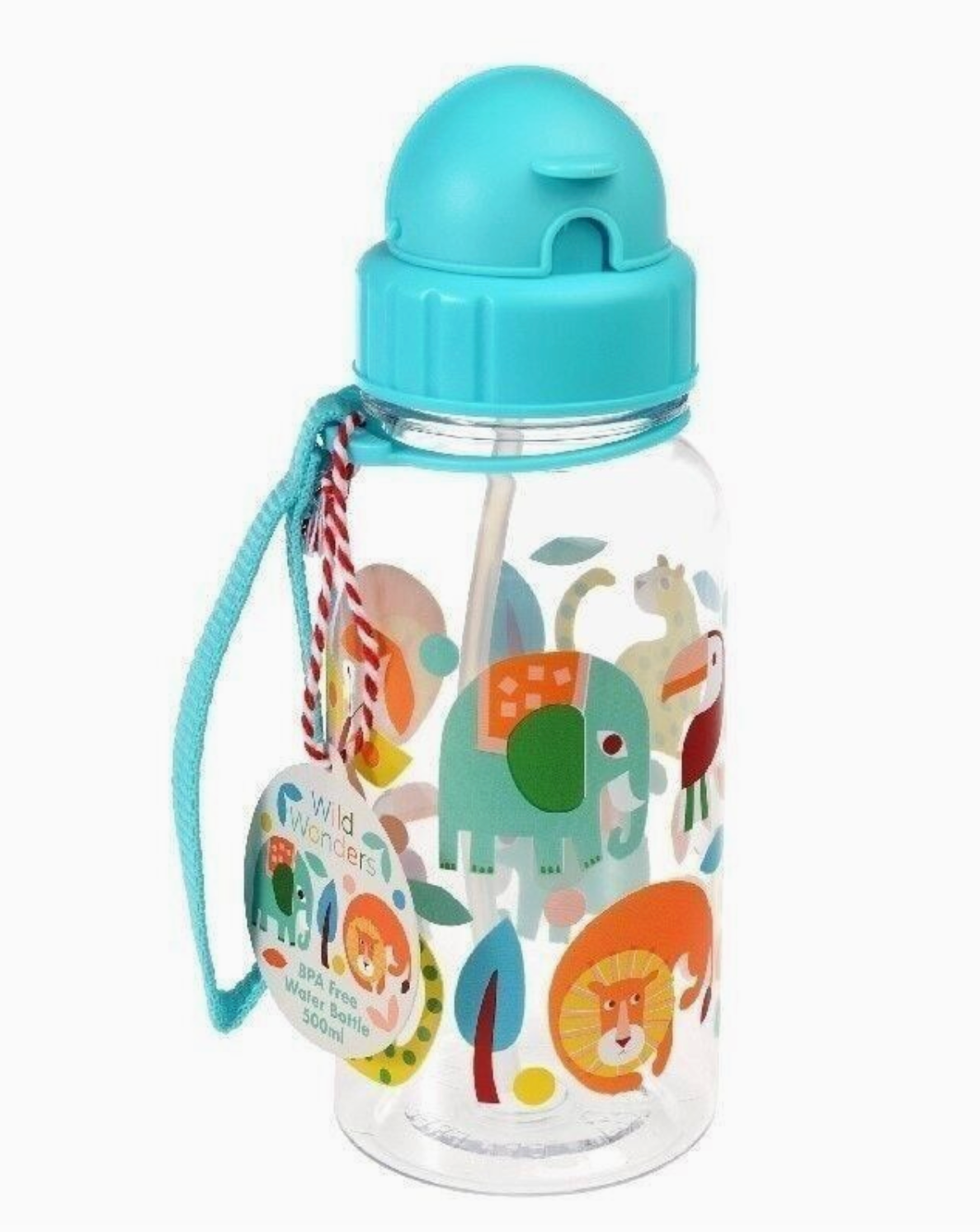 CHILDREN'S WATER BOTTLE WITH STRAW 500ML - WILD WONDERS | REX LONDON