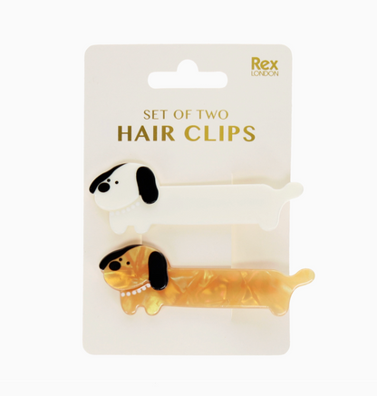 SAUSAGE DOG HAIR CLIPS - SET OF 2 | REX LONDON
