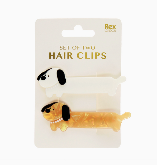 SAUSAGE DOG HAIR CLIPS - SET OF 2 | REX LONDON