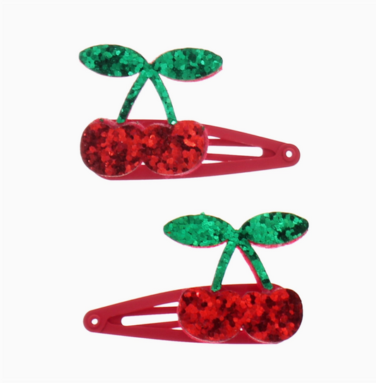 GLITTER CHERRY HAIR CLIPS - SET OF 2 | REX LONDON