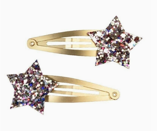 GLITTER STAR HAIR CLIPS - SET OF 2 | REX LONDON