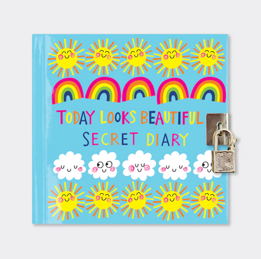 LOACKABLE SECRET DIARY - 'TODAY LOOKS BEAUTIFUL' SUNS & RAINBOWS | RACHEL ELLEN