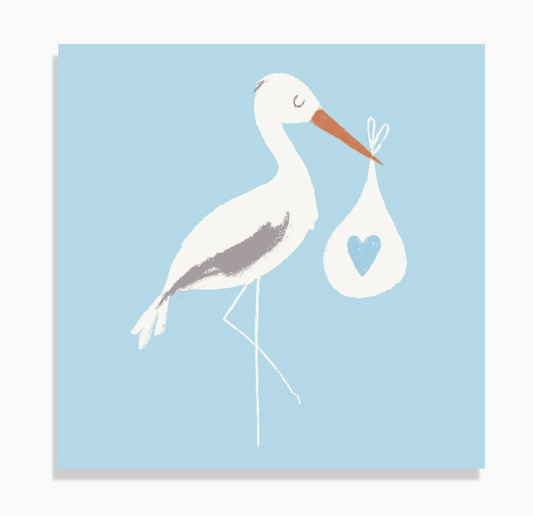 BLUE STORK NEW BABY CARD | REX LONDON