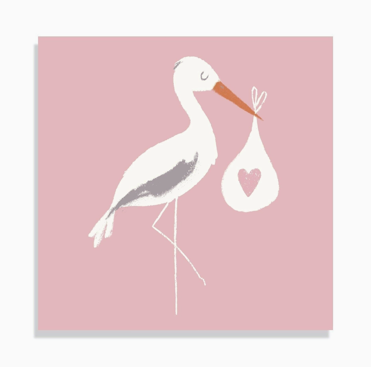 PINK STORK NEW BABY CARD | REX LONDON