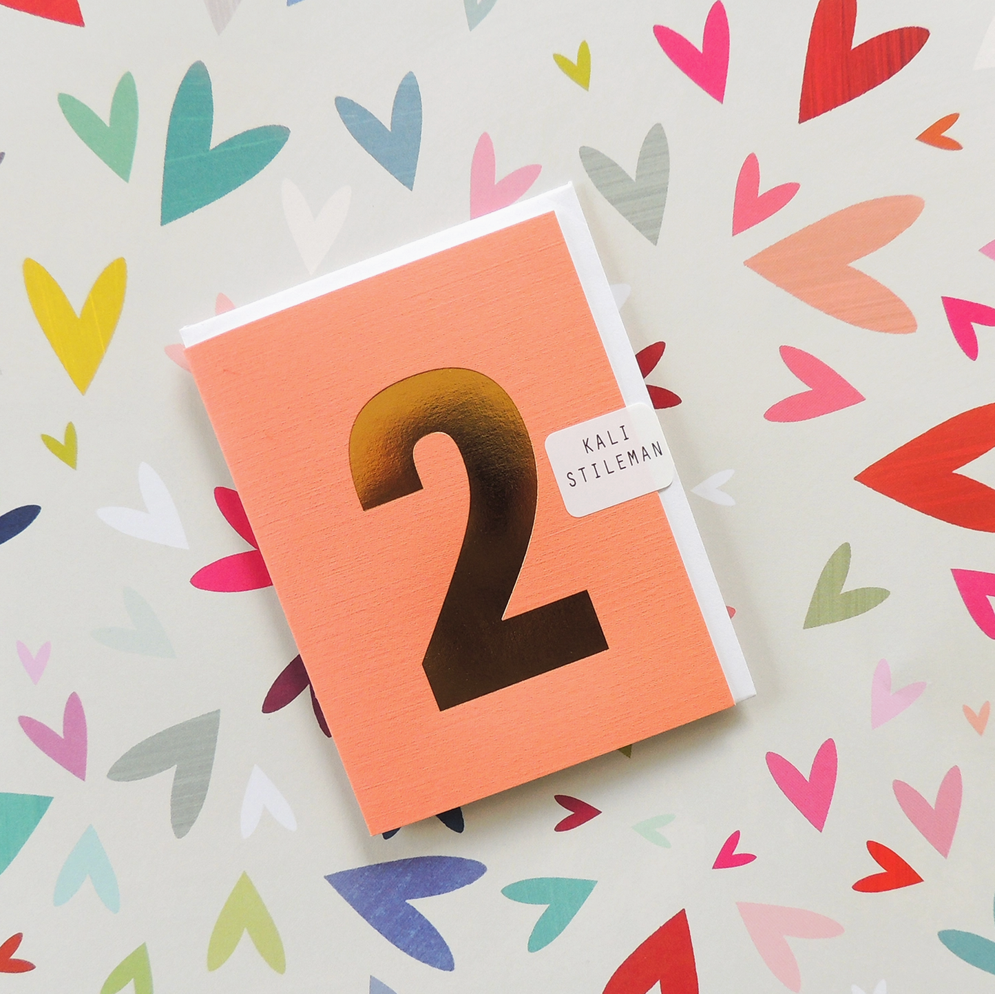 MINI GOLD FOILED TWO CARD - PEACH | KALI STILEMAN