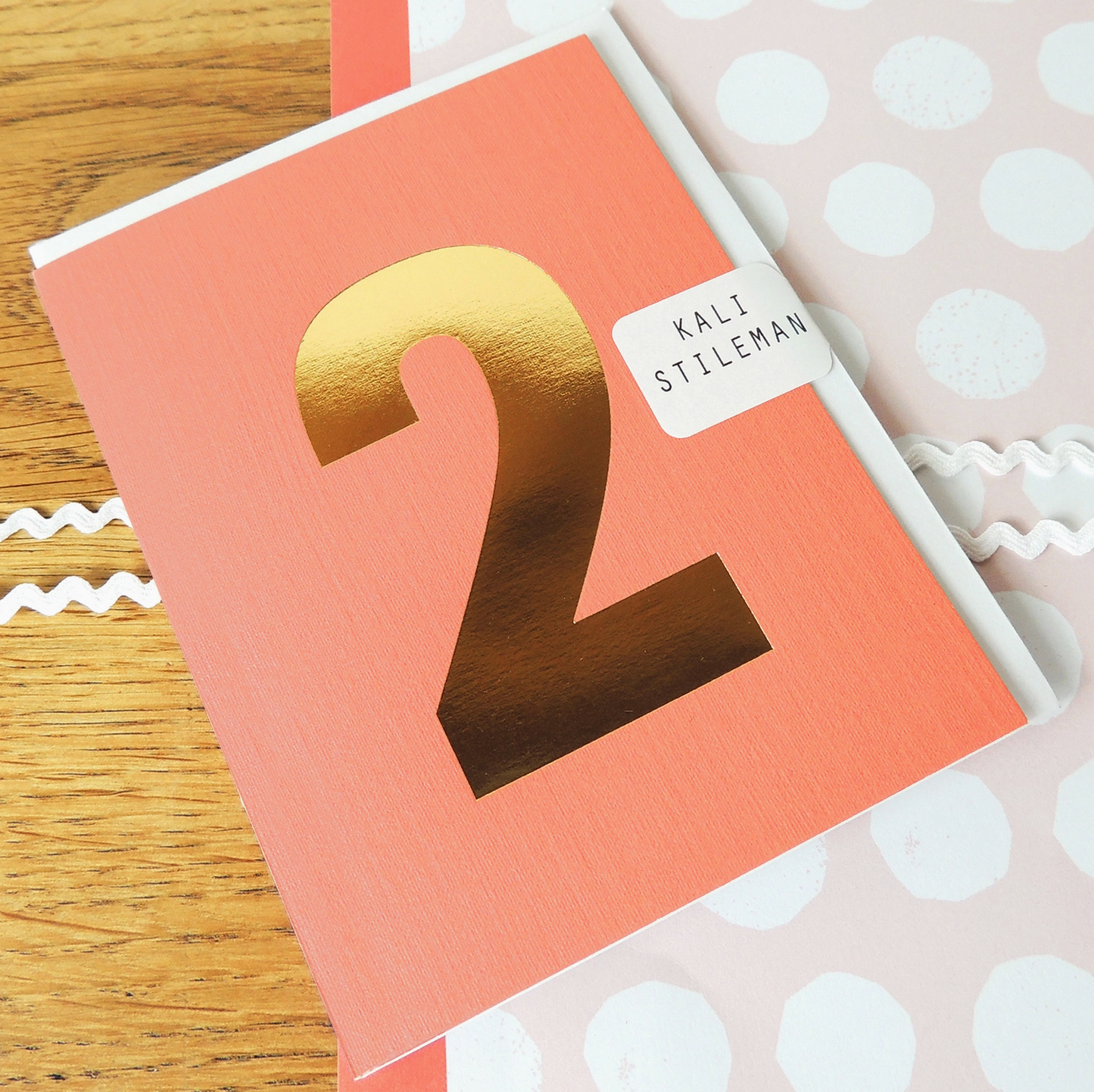 MINI GOLD FOILED TWO CARD - PEACH | KALI STILEMAN