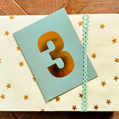 MINI GOLD FOILED THREE CARD - TURQUOISE | KALI STILEMAN