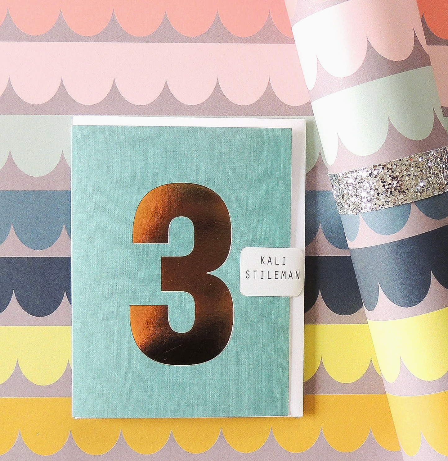 MINI GOLD FOILED THREE CARD - TURQUOISE | KALI STILEMAN