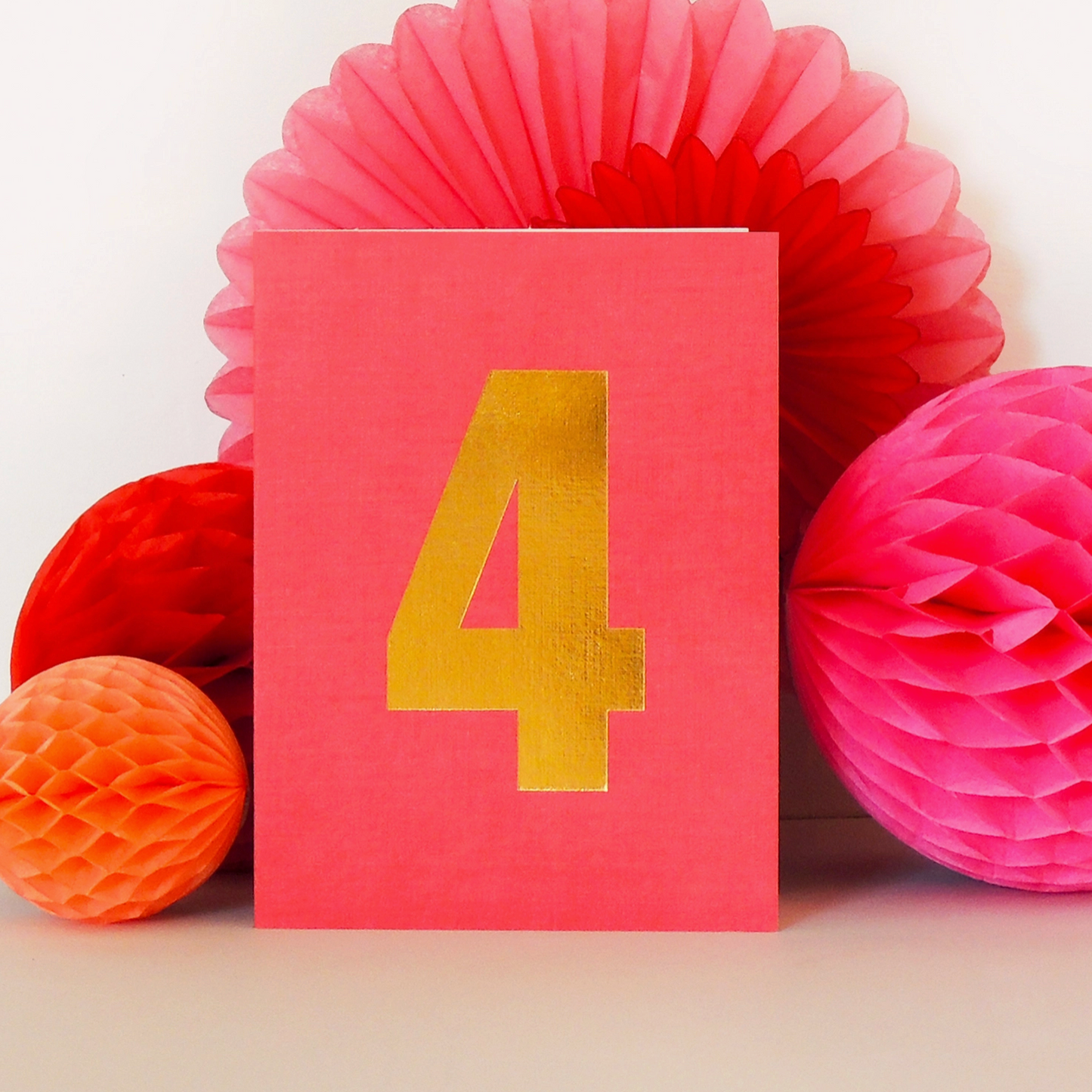 MINI GOLD FOILED FOUR CARD - FUCHSIA PINK | KALI STILEMAN