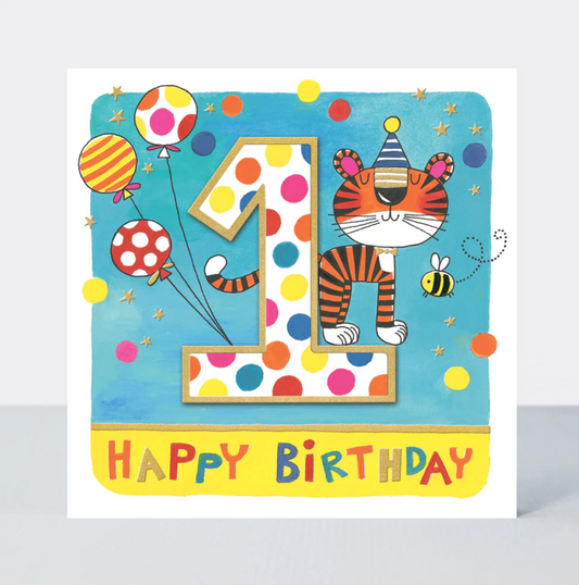 RHUBARB - AGE 1 BOY/TIGER  BIRTHDAY CARD | RACHEL ELLEN