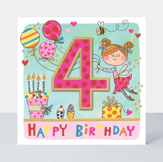 RHUBARB - AGE 4 GIRL/FAIRY BIRTHDAY CARD | RACHEL ELLEN
