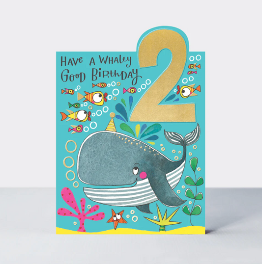 TIPTOES - AGE 2 BOY WHALE BIRTHDAY CARD | RACHEL ELLEN