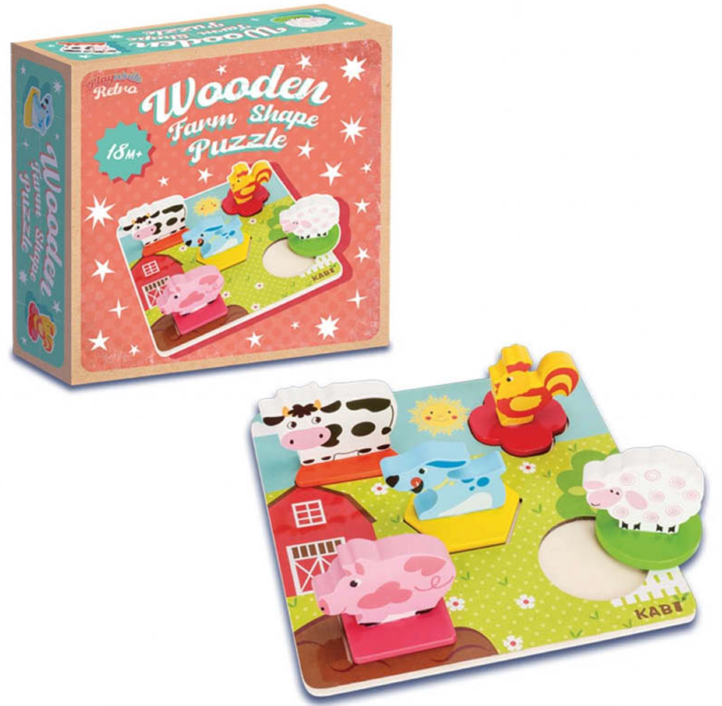 WOODEN FARM SHAPE PUZZLE | PLAYWRITE RETRO