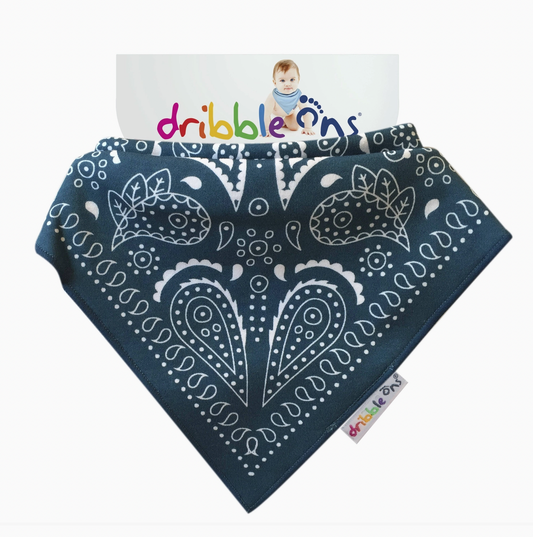 DRIBBLE ONS BIB - PAISLY NAVY