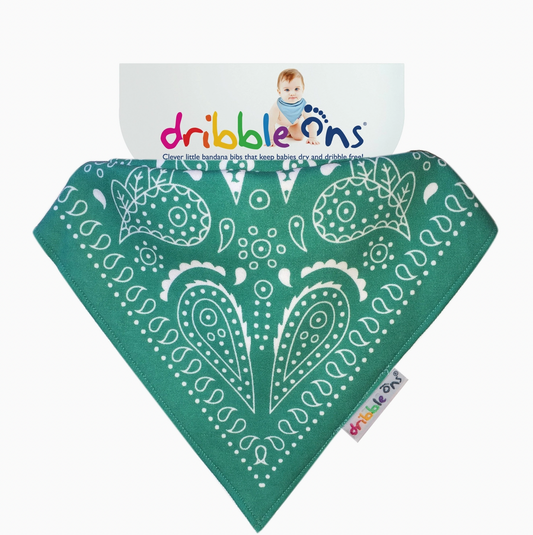 DRIBBLE ONS BIB - PAISLY TURQUOISE