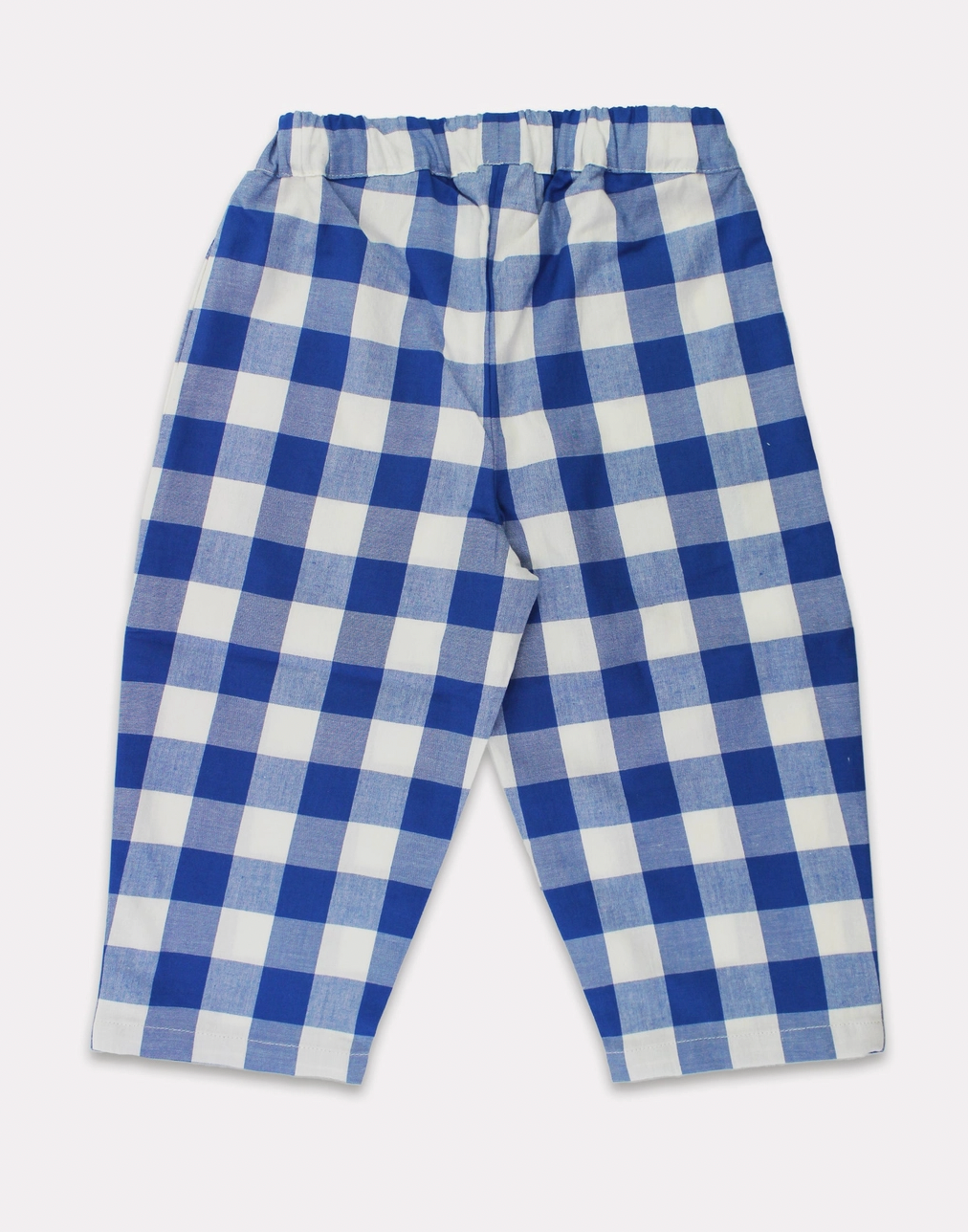 ORGANIC BLUE GINGHAM WOVEN TROUSERS | TOBY TIGER