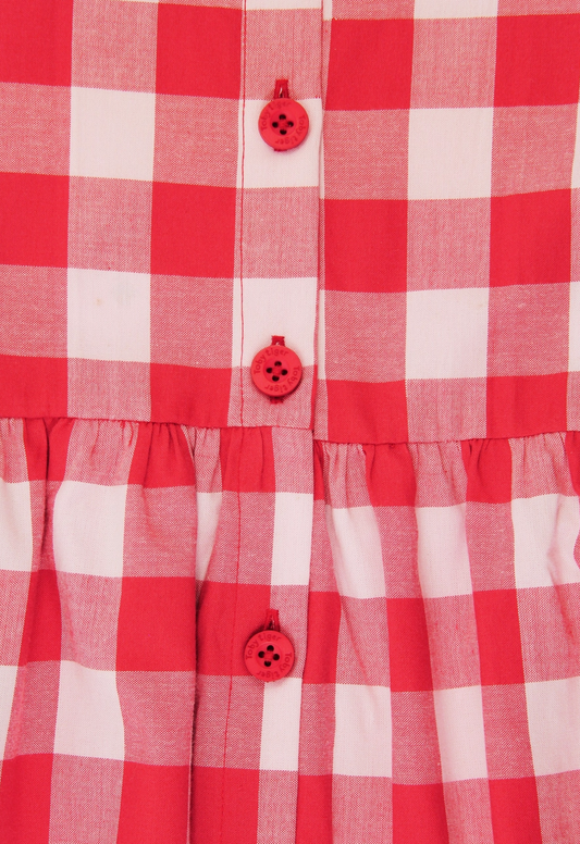 ORGANIC RED GINGHAM WOVEN DRESS | TOBY TIGER