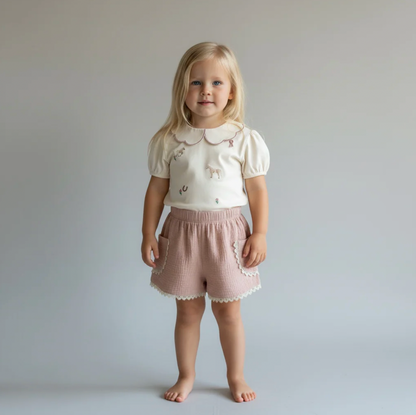 THE PONY EMBROIDERED PUFF SLEEVE TOP | ELEANOR CHARLES
