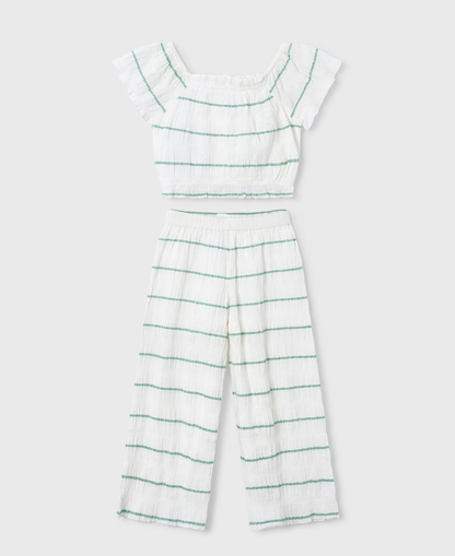 GIRLS STRIPE WIDE-LEG  TROUSER & TOP OUTFIT | MAYORAL