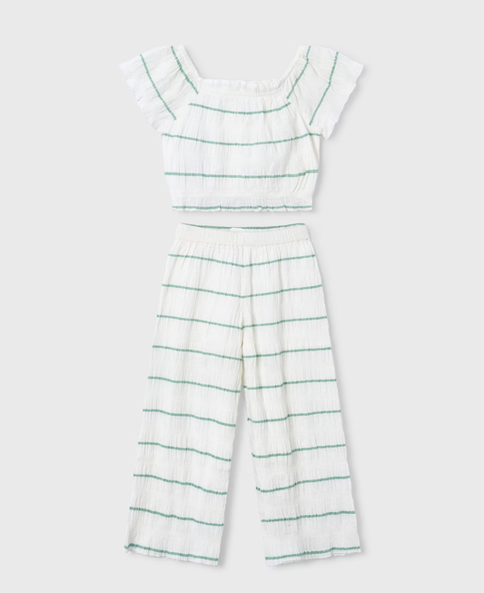 GIRLS STRIPE WIDE-LEG  TROUSER & TOP OUTFIT | MAYORAL