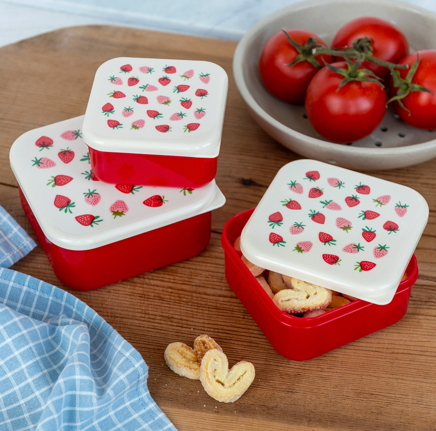 SNACK BOXES SET OF 3 - STRAWBERRY | REX LONDON