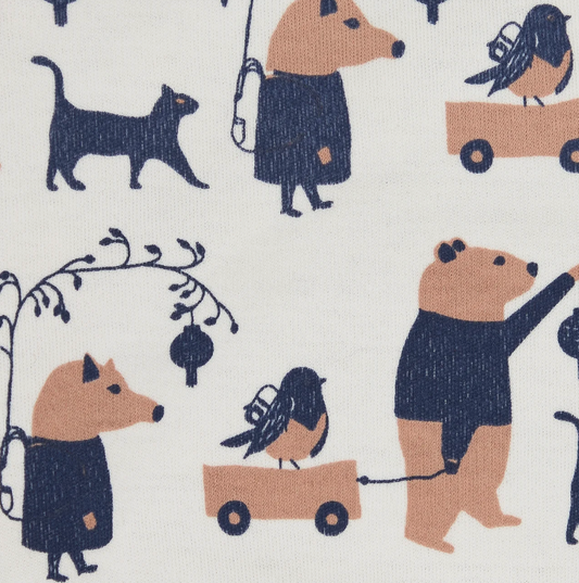 ORGANIC COTTON ZIP SLEEPSUIT - ANIMAL PROCESSION | PIGEON ORGANICS