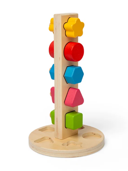 Bigjigs Toys wooden Nuts and Bolts Tower for children aged 12 months and over; hands-on construction activity toy for toddlers