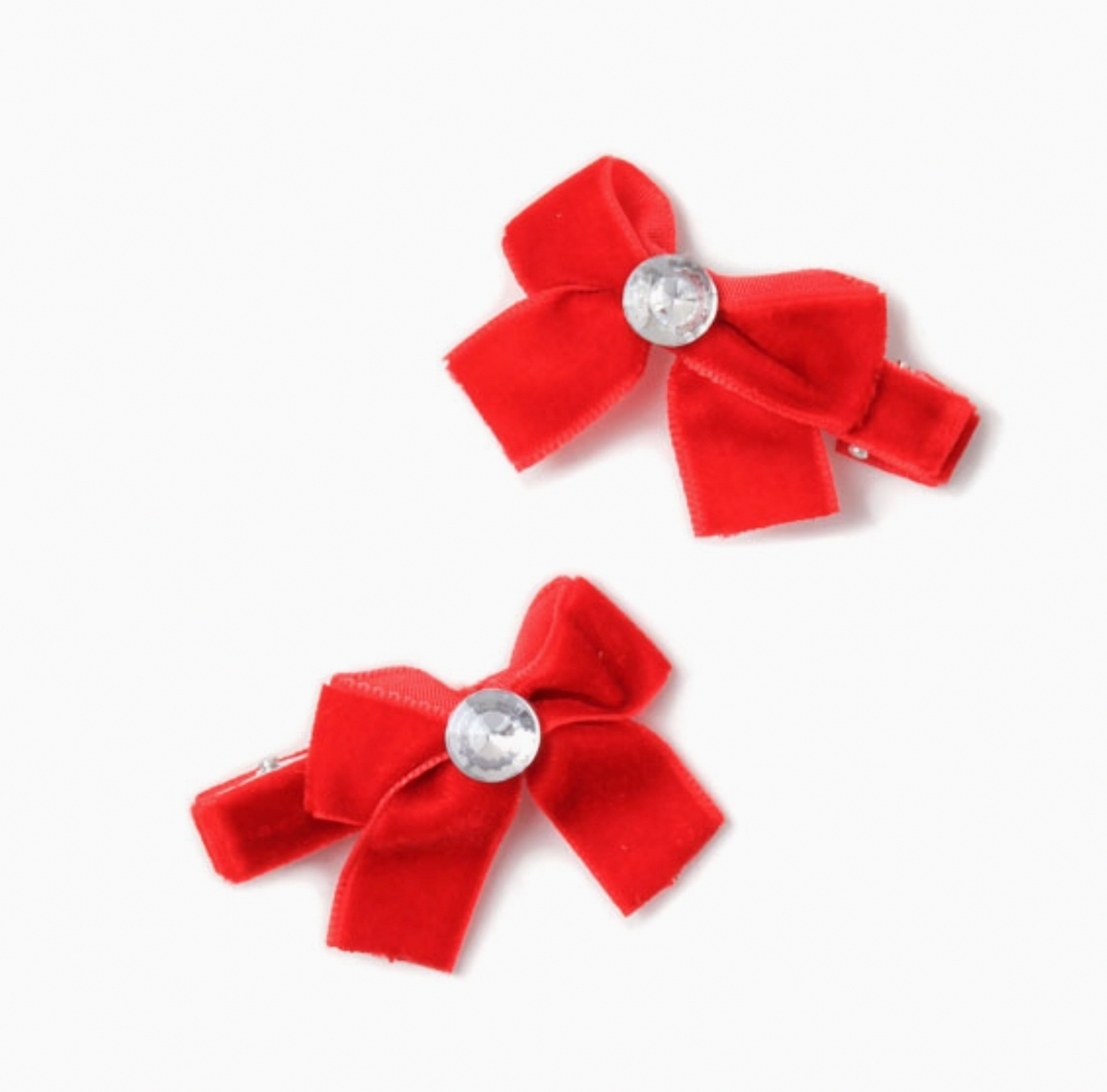 Molly & Rose red velvet hair bow accessory; 4cm decorative bow attached to a 5cm fork clip

