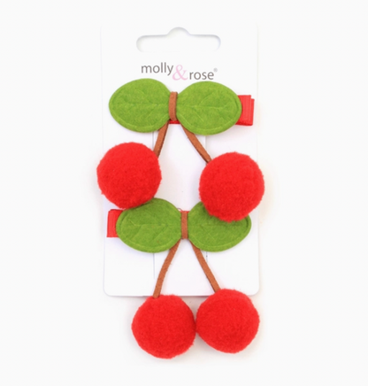 3D CHERRY COVERED HAIR CLIPS | MOLLY & ROSE