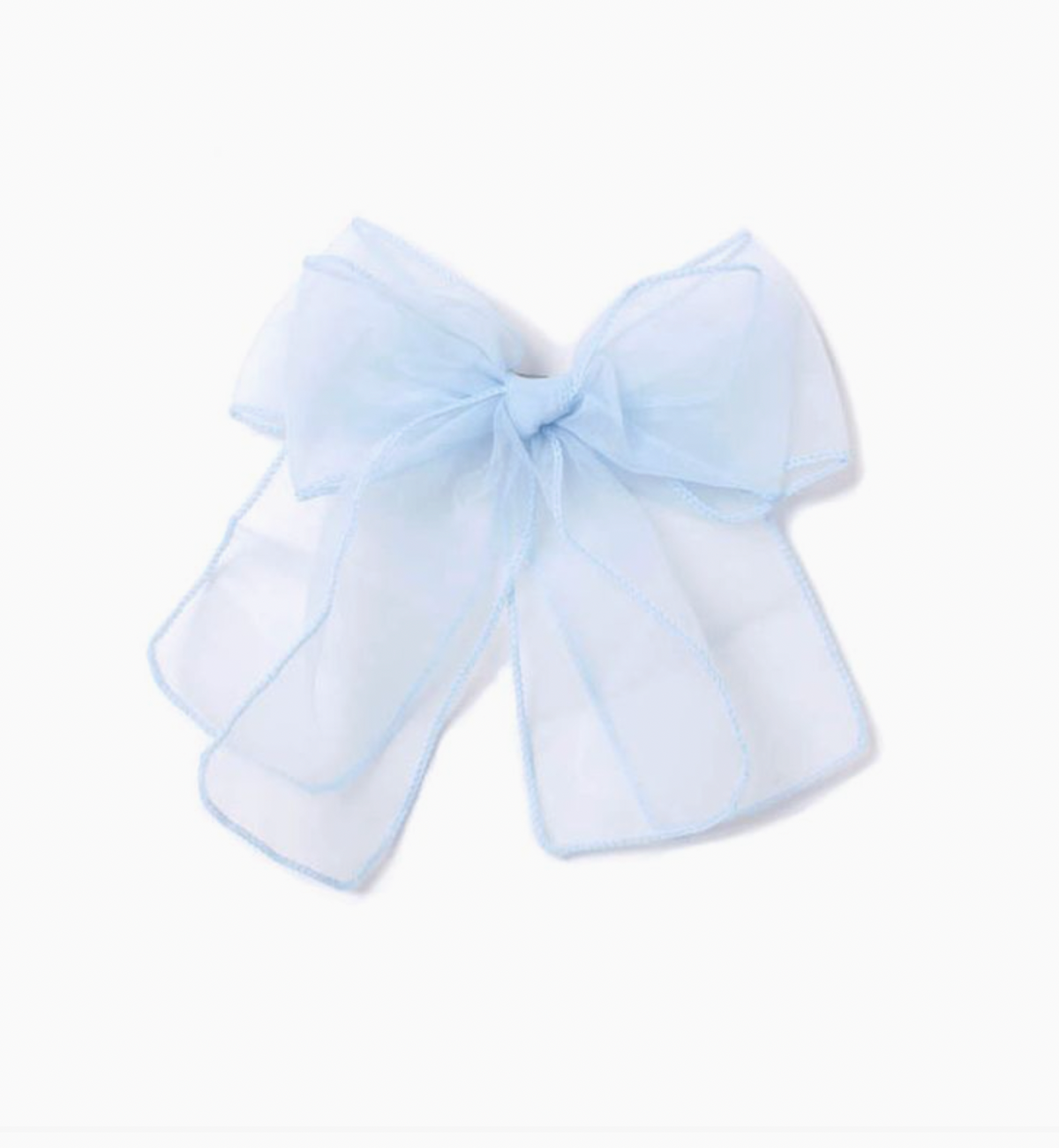Molly & Rose large light blue chiffon double bow hair clip; 18cm bow with approximately 14cm tails on an 8cm barrette clip