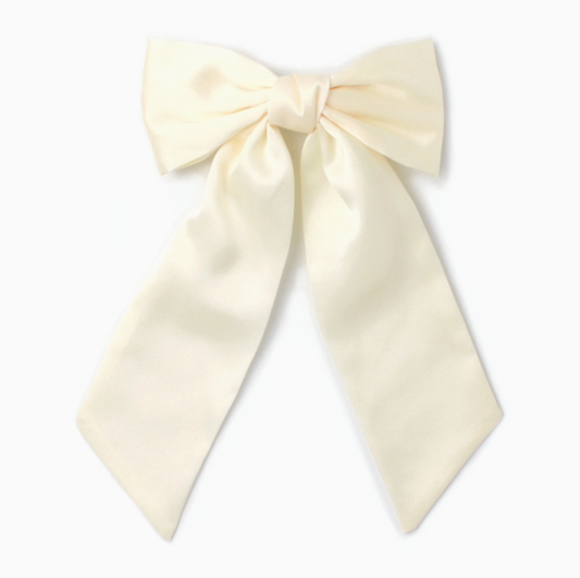 Molly & Rose large ivory hair bow clip; statement ivory accessory for polished occasion styling and dressing up