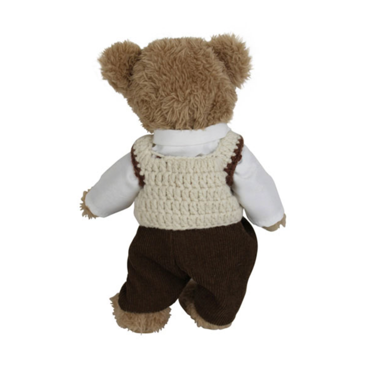 Hand-finished soft Powell Craft teddy with velvety paws, fixed eyes, embroidered mouth and nose, and jointed limbs