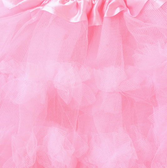 Children's double-layered pink tutu by Molly & Rose, featuring ruffled pink net over a plain skirt layer.